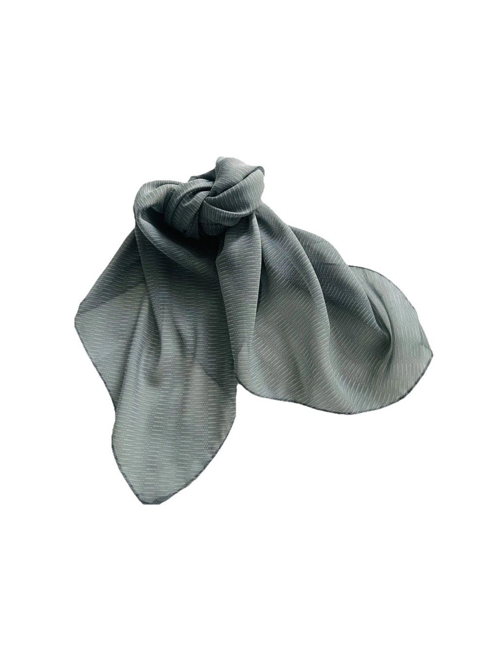 VTG Banana Republic 100% Silk Jacquard Scarf Gray Made in Italy Hand Rolled
